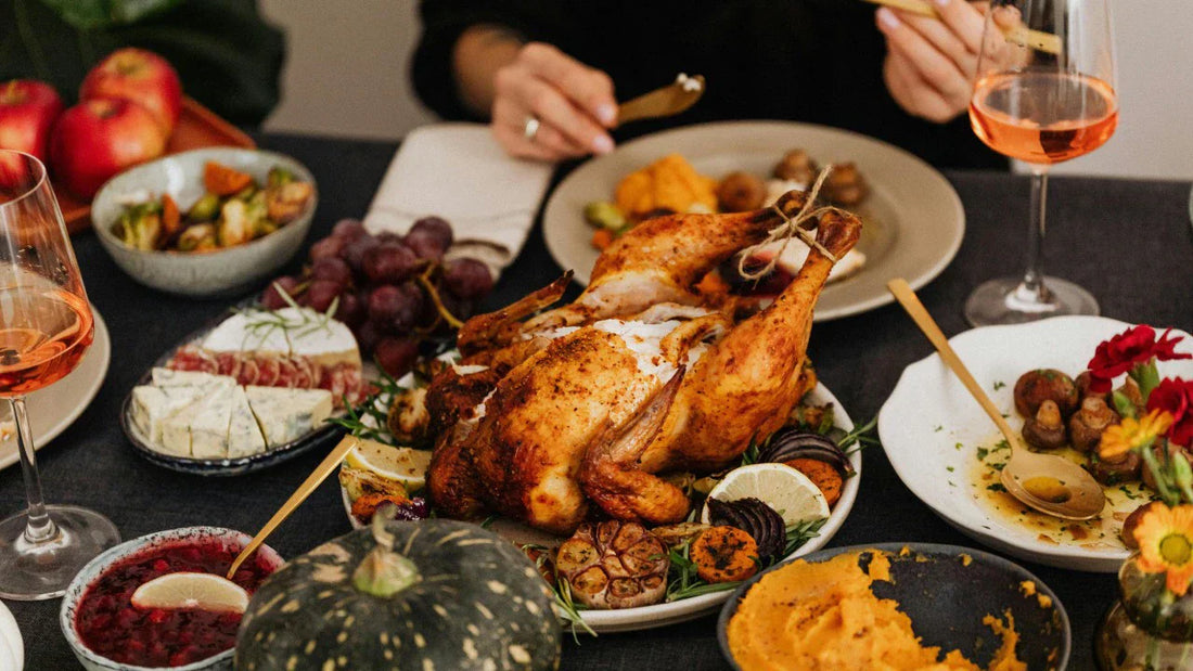 Festive Christmas dinner table with Anti-Inflammatory Recipes for this Christmas Season – highlighting a balanced and wholesome holiday.
